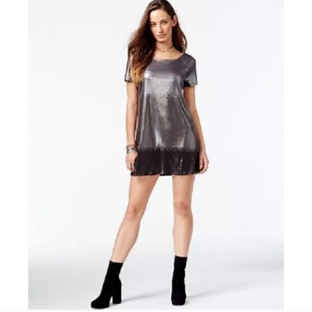 Free People Silver, Gray, and Black Sequined Backless Dress NWOT